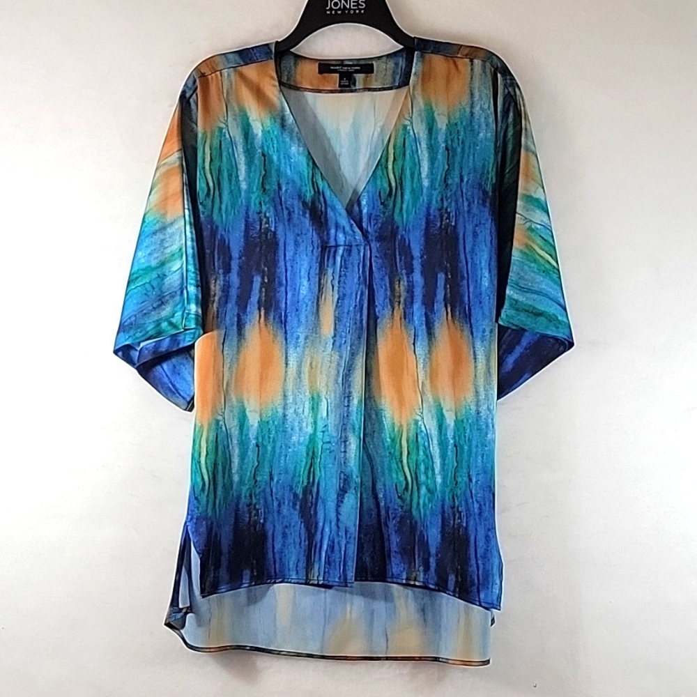 Mark New York V-Neckline Oversized Sleeves TyeDye High Low hemline Tunic Size S